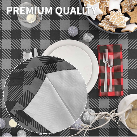 ANUWAA Rectangle Checkered Tablecloth - Black & Grey 54x80 inch - Picture 3 of 7